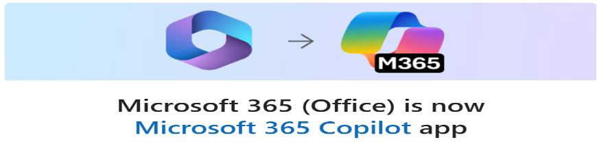 Microsoft 365 logo transitioning to Microsoft 365 Copilot logo.